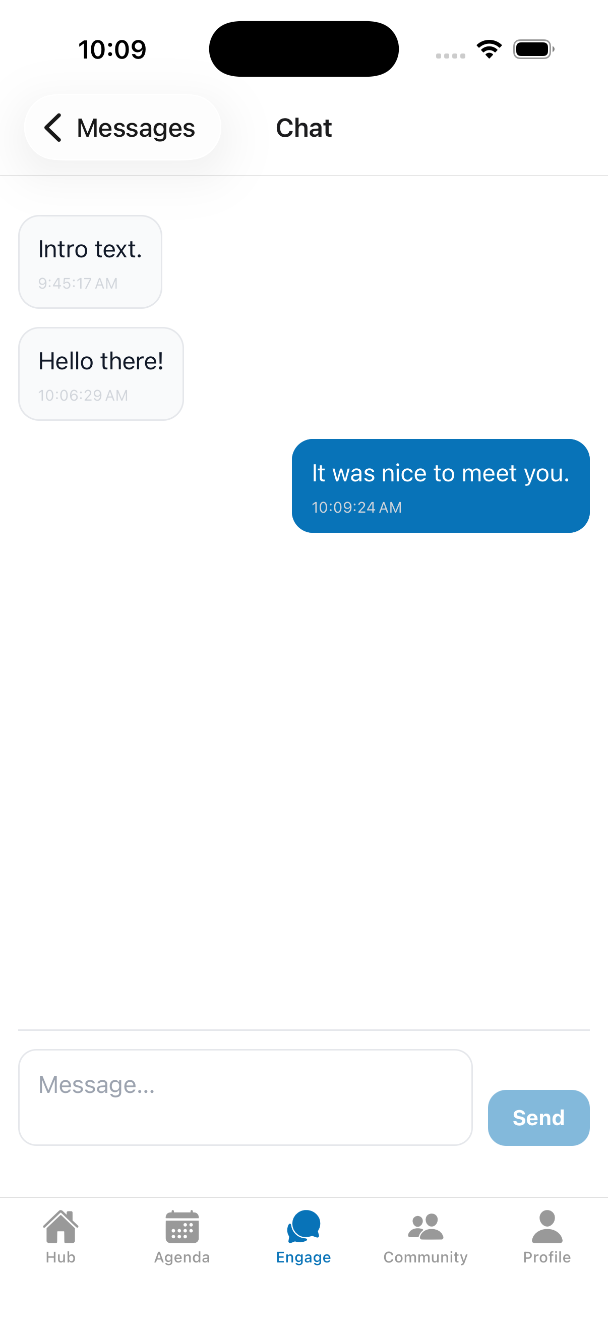 A one-on-one chat thread.