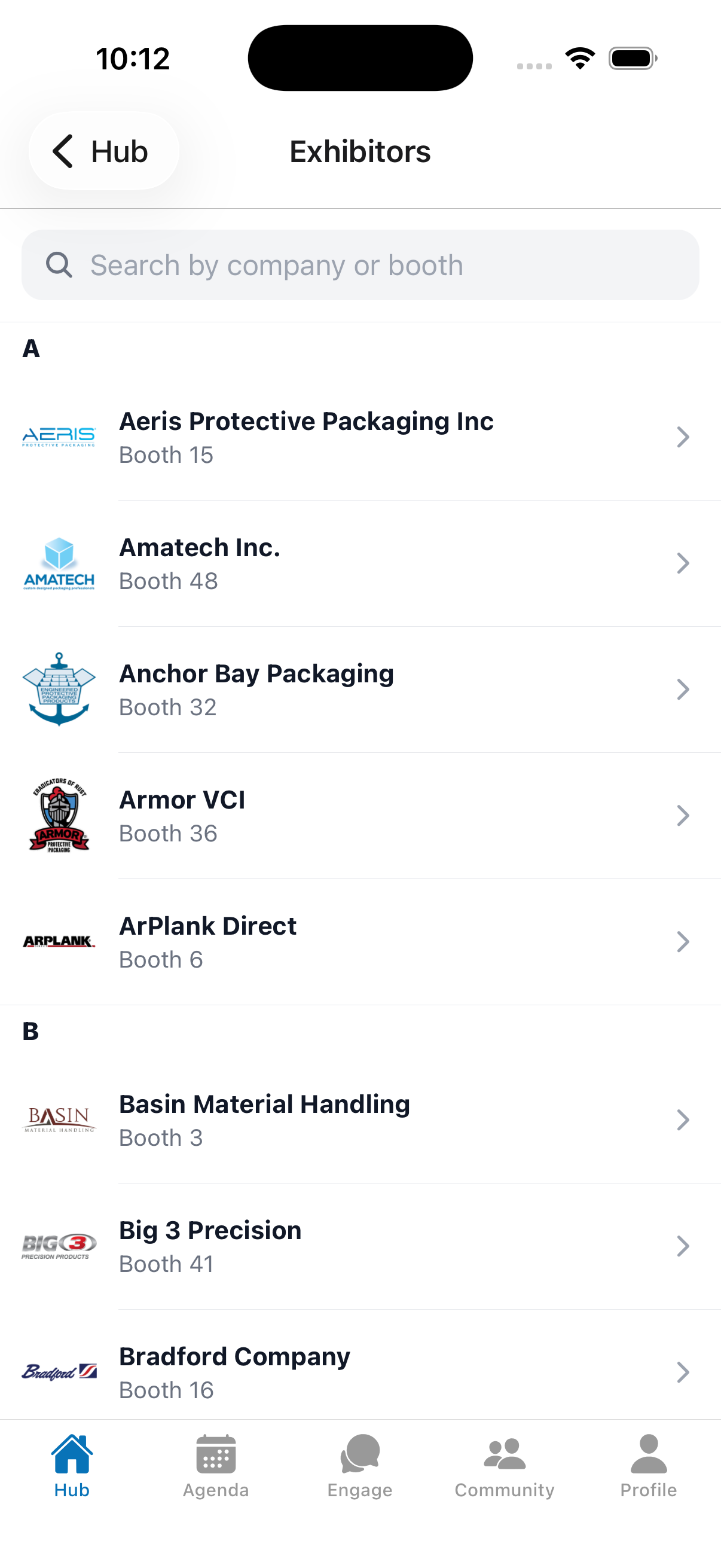 Exhibitors directory.