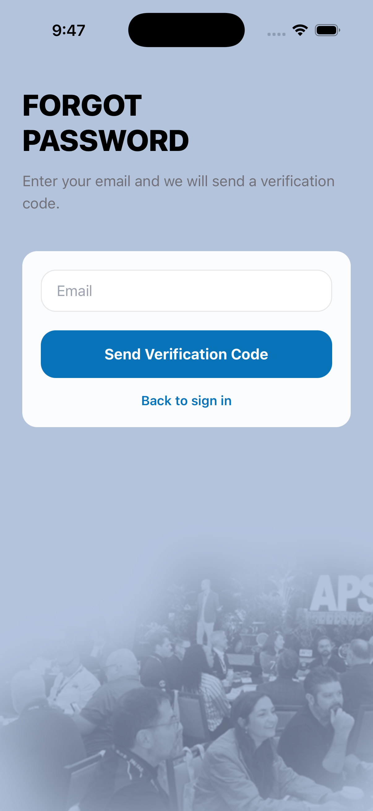 Forgot Password — email entry step.