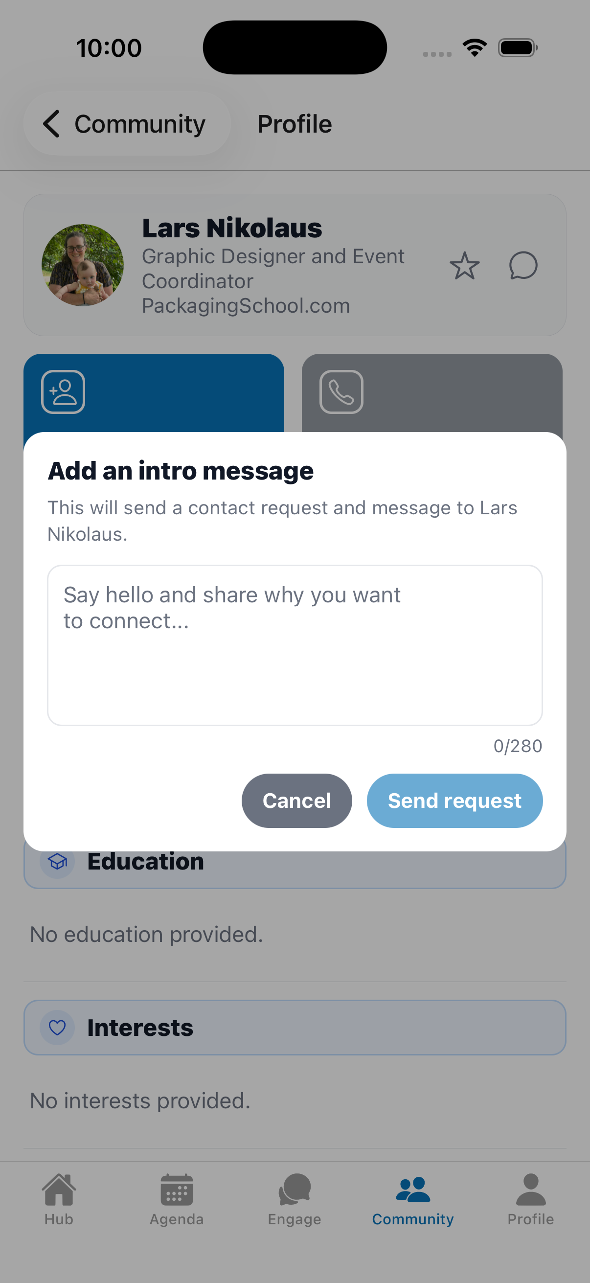 Intro message pop-up.