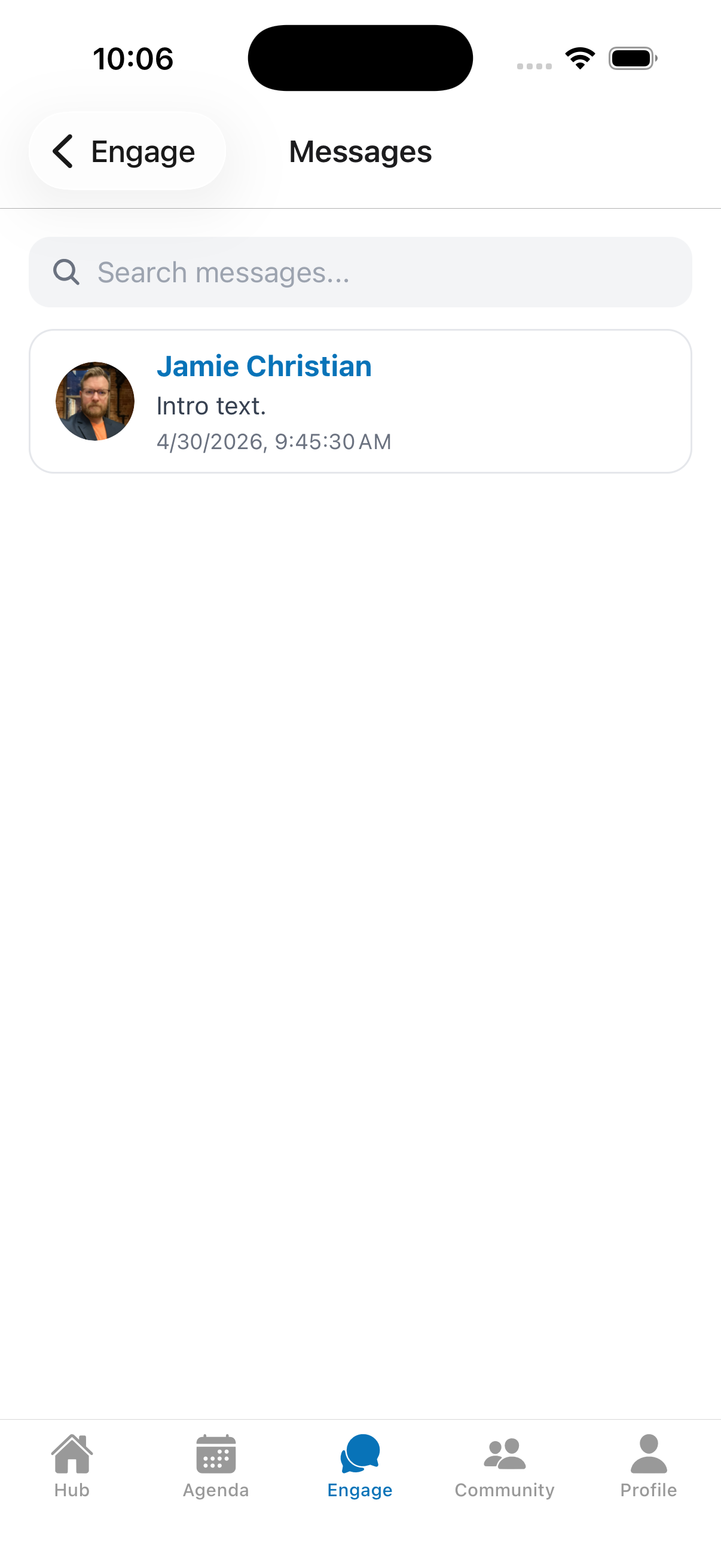 Messages inbox list.