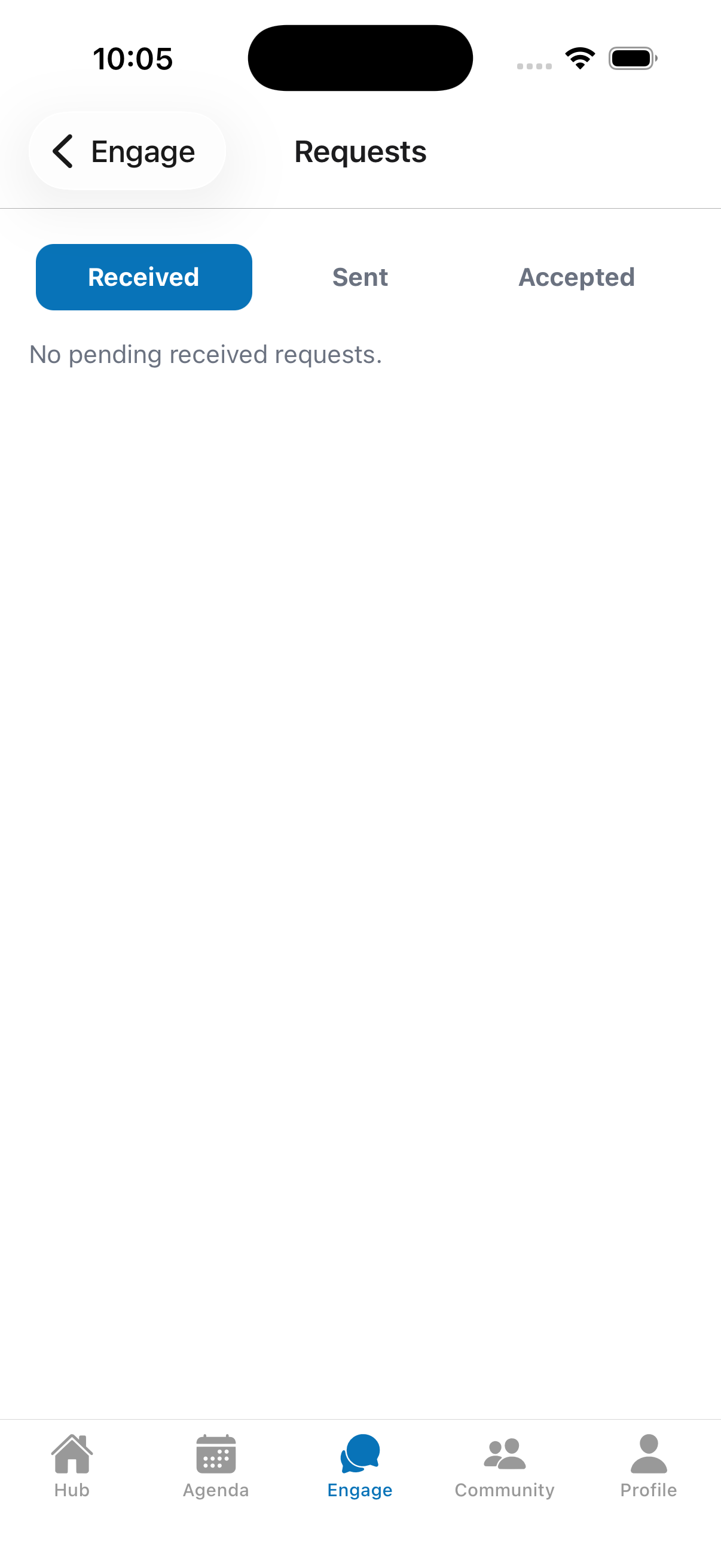 A received request with Accept / Decline buttons.