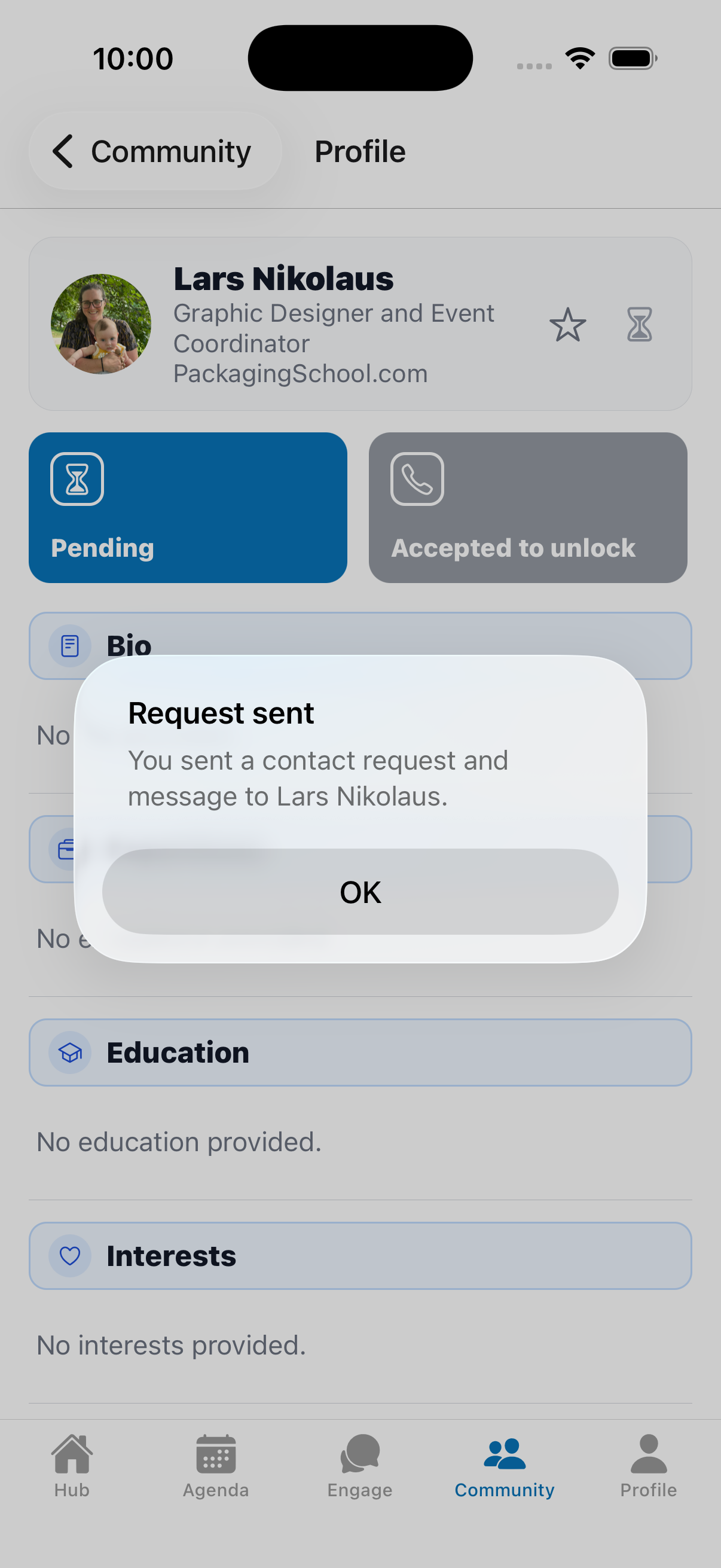 Requests screen with the Received / Sent / Accepted tabs.