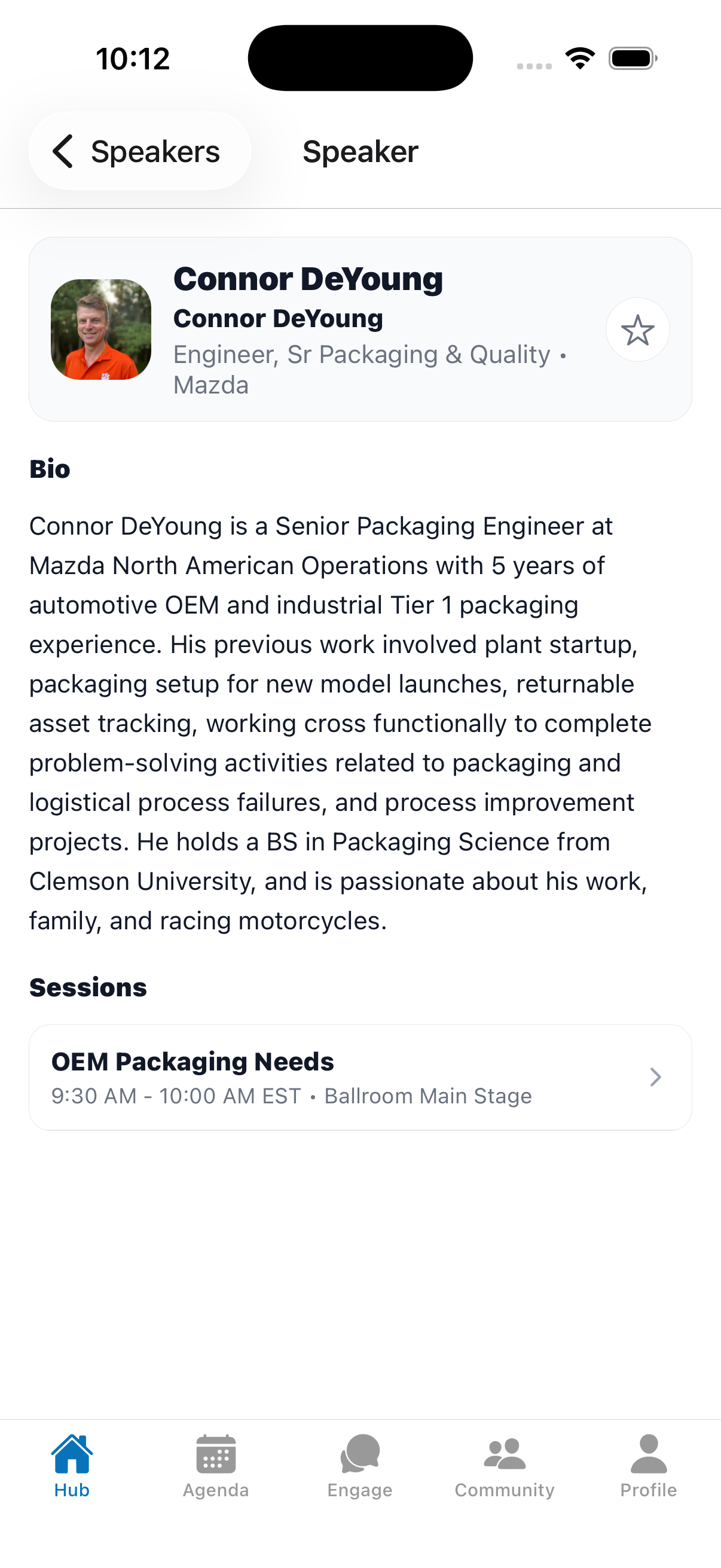 A speaker profile.